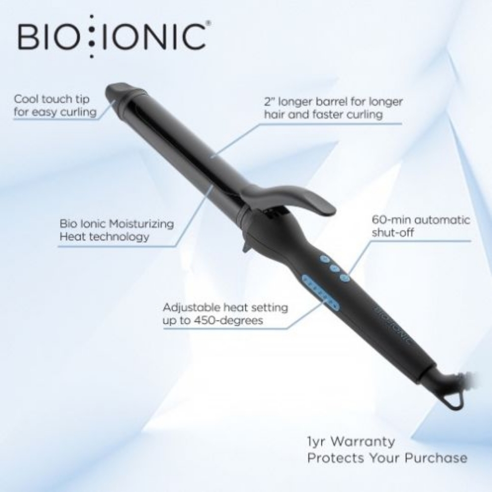 🌟 Bio Ionic 1.5" Pro Curling Iron Long Barrel Styler Nanoionic Ceramic